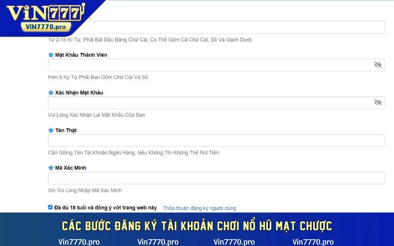 Các bước đăng ký tài khoản chơi nổ hũ mạt chược