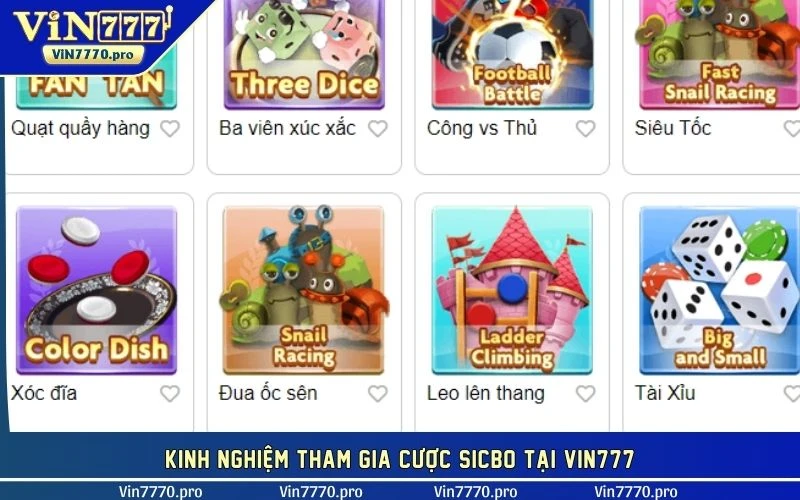 Kinh nghiệm tham gia cược sicbo tại VIN777